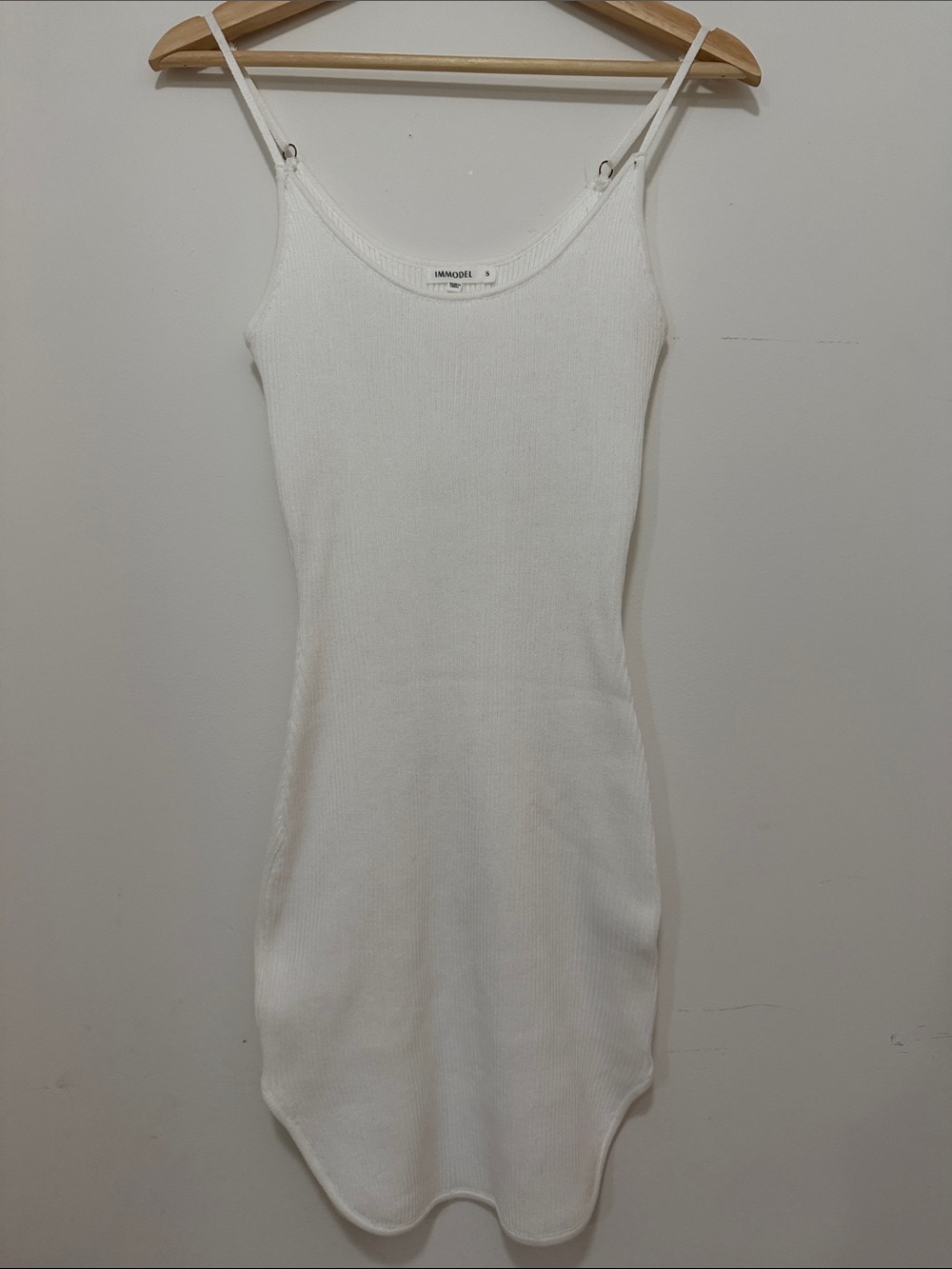 White Ribbed Spaghetti-Strap Bodycon Dress Size Small, Never Worn, No Tags